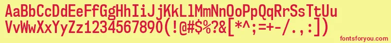 フォントNk57MonospaceCdSb – 赤い文字の黄色い背景