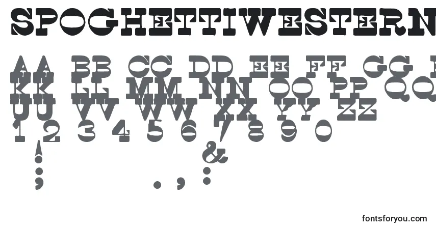 A fonte SpoghettiWesternTfb – alfabeto, números, caracteres especiais