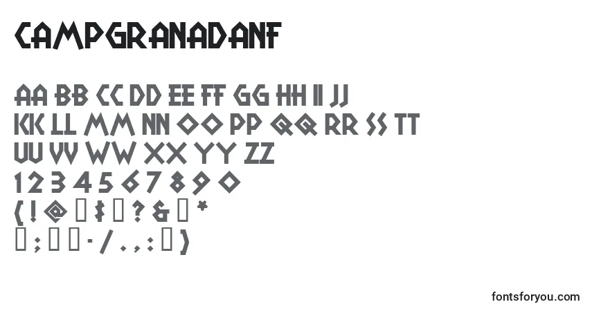 A fonte Campgranadanf (91669) – alfabeto, números, caracteres especiais