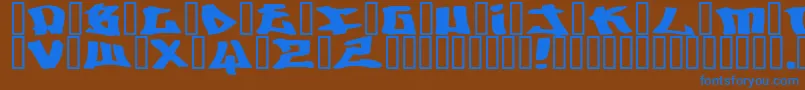 フォントWriters ffy – 茶色の背景に青い文字