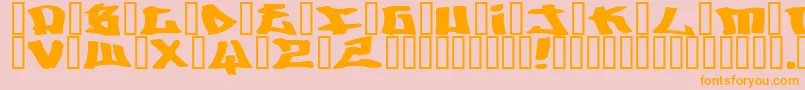 Writers ffy-Schriftart – Orangefarbene Schriften auf rosa Hintergrund