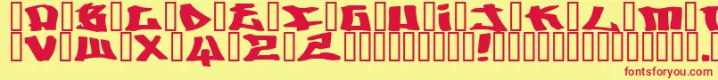 フォントWriters ffy – 赤い文字の黄色い背景