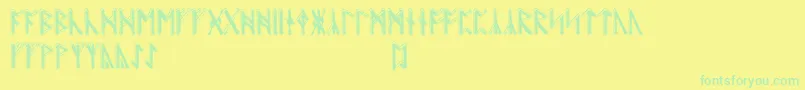 Beowulfrunic Font – Green Fonts on Yellow Background