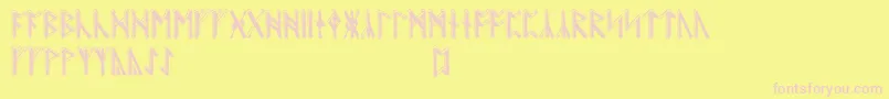 Beowulfrunic Font – Pink Fonts on Yellow Background