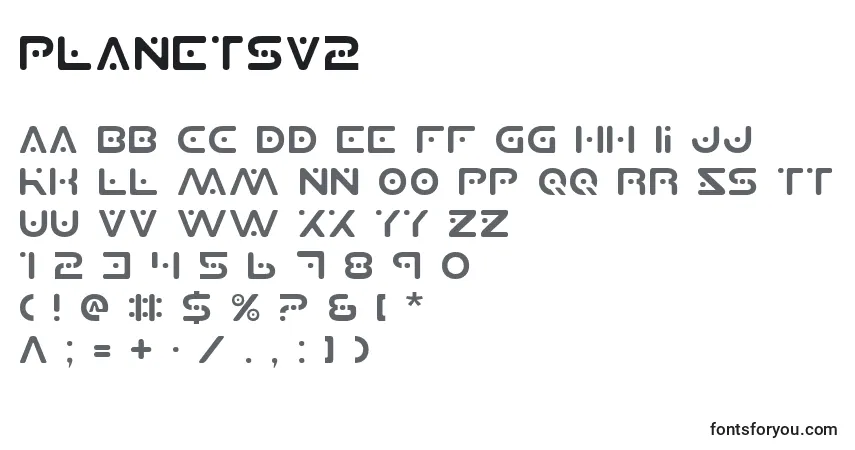 Planetsv2-fontti – aakkoset, numerot, erikoismerkit