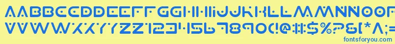 フォントPlanetsv2 – 青い文字が黄色の背景にあります。