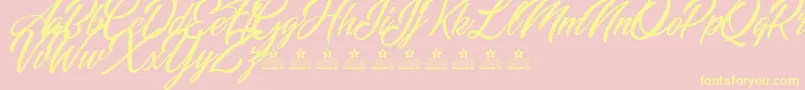 MiraclePlacePersonalUse-Schriftart – Gelbe Schriften auf rosa Hintergrund