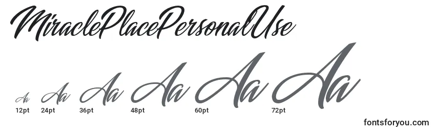 MiraclePlacePersonalUse Font Sizes