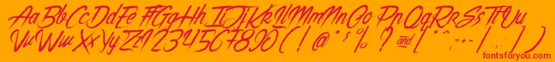 TheNightCreatures-Schriftart – Rote Schriften auf orangefarbenem Hintergrund