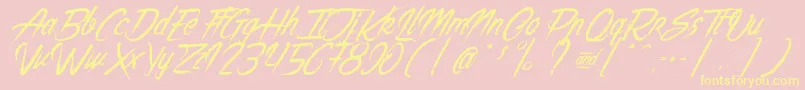 TheNightCreatures-Schriftart – Gelbe Schriften auf rosa Hintergrund