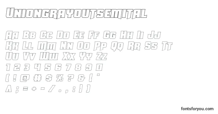 Czcionka Uniongrayoutsemital – alfabet, cyfry, specjalne znaki