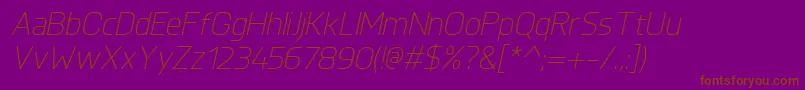 KnulLightitalic-Schriftart – Braune Schriften auf violettem Hintergrund