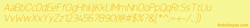 Saiba mais sobre a fonte KnulLightitalic Fonte KnulLightitalic – fontes laranjas em um fundo amarelo