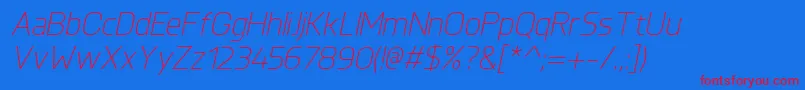 KnulLightitalic Font – Red Fonts on Blue Background