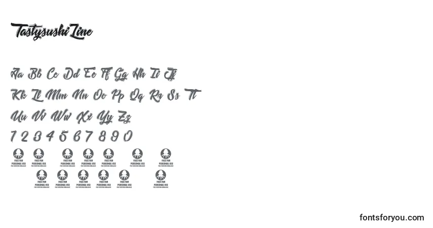 Schriftart TastysushiLine – Alphabet, Zahlen, spezielle Symbole
