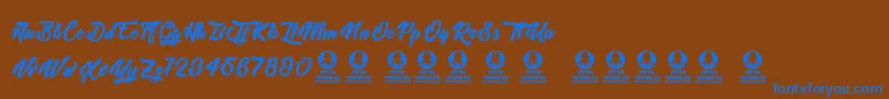 TastysushiLine Font – Blue Fonts on Brown Background