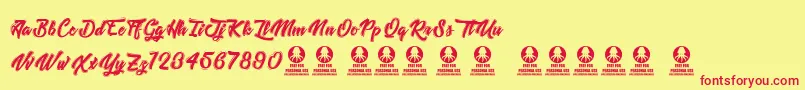 TastysushiLine Font – Red Fonts on Yellow Background