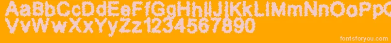 SplatzBrk-fontti – vaaleanpunaiset fontit oranssilla taustalla