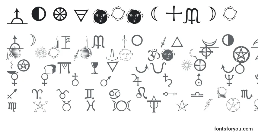 Schriftart Astrological – Alphabet, Zahlen, spezielle Symbole