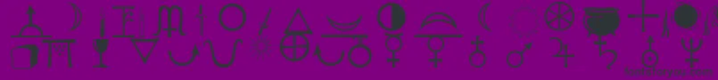 Astrological-Schriftart – Schwarze Schriften auf violettem Hintergrund