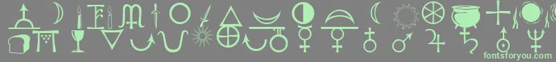 フォントAstrological – 灰色の背景に緑のフォント