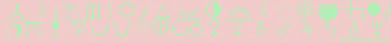 Astrological-Schriftart – Grüne Schriften auf rosa Hintergrund