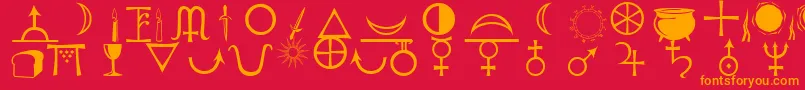 Astrological Font – Orange Fonts on Red Background