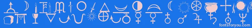 Astrological-Schriftart – Rosa Schriften auf blauem Hintergrund