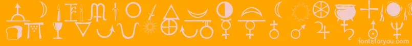 Astrological Font – Pink Fonts on Orange Background