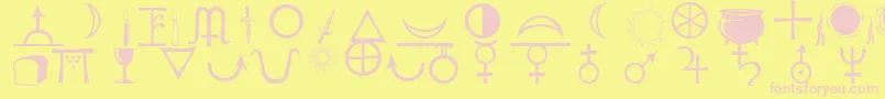 Astrological Font – Pink Fonts on Yellow Background