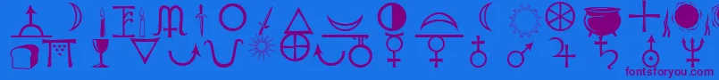 フォントAstrological – 紫色のフォント、青い背景
