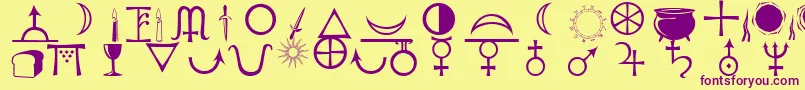 Astrological Font – Purple Fonts on Yellow Background