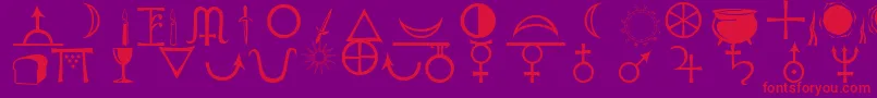 フォントAstrological – 紫の背景に赤い文字