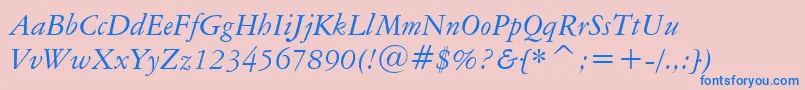 フォントAmericanGaramondItalicBt – ピンクの背景に青い文字