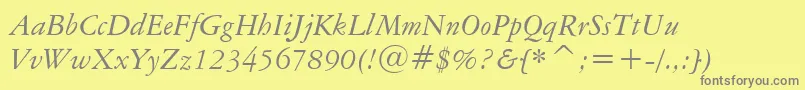 フォントAmericanGaramondItalicBt – 黄色の背景に灰色の文字