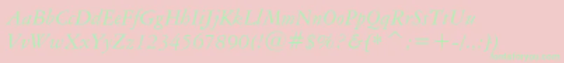 AmericanGaramondItalicBt-Schriftart – Grüne Schriften auf rosa Hintergrund