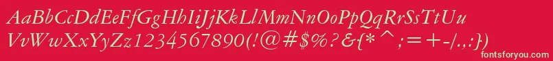 AmericanGaramondItalicBt Font – Green Fonts on Red Background