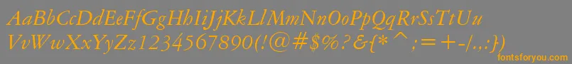 AmericanGaramondItalicBt-Schriftart – Orangefarbene Schriften auf grauem Hintergrund