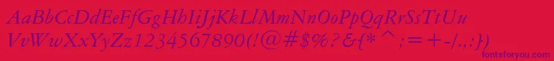 AmericanGaramondItalicBt Font – Purple Fonts on Red Background