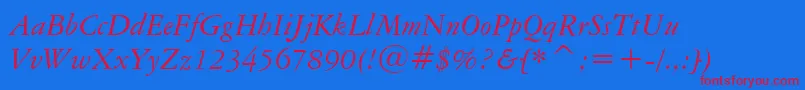 AmericanGaramondItalicBt Font – Red Fonts on Blue Background