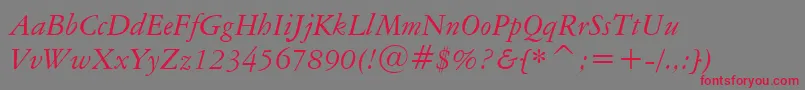 AmericanGaramondItalicBt Font – Red Fonts on Gray Background