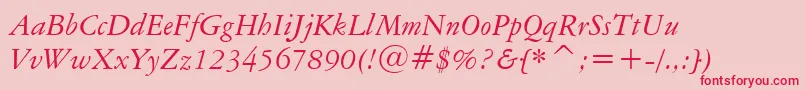 Шрифт AmericanGaramondItalicBt – красные шрифты на розовом фоне