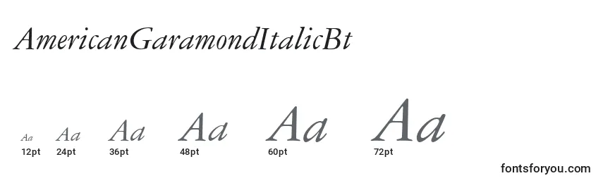 AmericanGaramondItalicBt Font Sizes