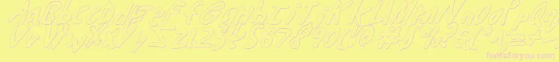 Buttons3Di-Schriftart – Rosa Schriften auf gelbem Hintergrund