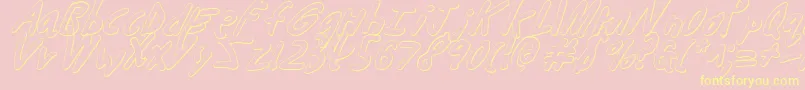Buttons3Di Font – Yellow Fonts on Pink Background