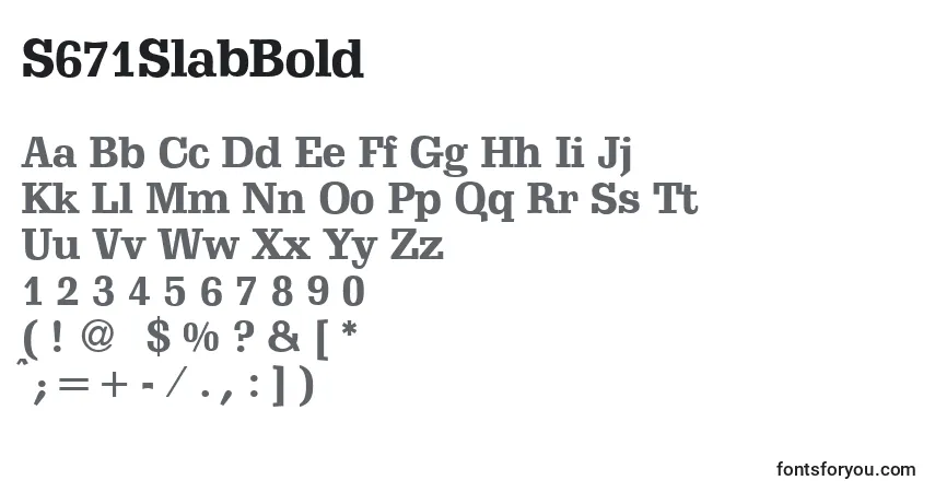 Czcionka S671SlabBold – alfabet, cyfry, specjalne znaki