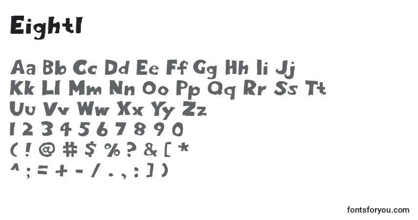 Schriftart Eight1 – Alphabet, Zahlen, spezielle Symbole