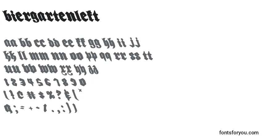 Czcionka Biergartenleft – alfabet, cyfry, specjalne znaki