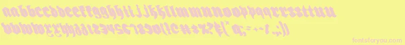 Biergartenleft-fontti – vaaleanpunaiset fontit keltaisella taustalla