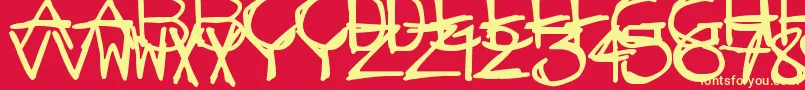 MadStickBrush Font – Yellow Fonts on Red Background